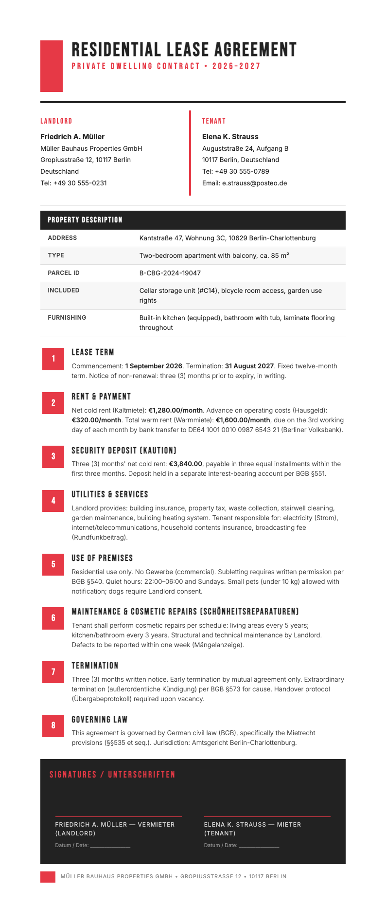 Bauhaus inspired rental agreement